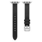 For Apple Watch 46mm / 49mm / 45mm / 44mm Classic Connector Buckle Slim Cow Real Leather Watch Band(Black) - 2