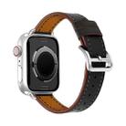 For Apple Watch 46mm / 49mm / 45mm / 44mm Classic Connector Buckle Slim Cow Real Leather Watch Band(Black) - 3
