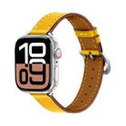 For Apple Watch 46mm / 49mm / 45mm / 44mm Classic Connector Buckle Slim Cow Real Leather Watch Band(Yellow) - 1