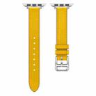 For Apple Watch 46mm / 49mm / 45mm / 44mm Classic Connector Buckle Slim Cow Real Leather Watch Band(Yellow) - 2