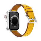 For Apple Watch 46mm / 49mm / 45mm / 44mm Classic Connector Buckle Slim Cow Real Leather Watch Band(Yellow) - 3