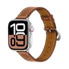 For Apple Watch 46mm / 49mm / 45mm / 44mm Classic Connector Buckle Slim Cow Real Leather Watch Band(Light Brown) - 1