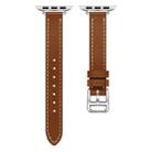 For Apple Watch 46mm / 49mm / 45mm / 44mm Classic Connector Buckle Slim Cow Real Leather Watch Band(Light Brown) - 2