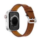 For Apple Watch 46mm / 49mm / 45mm / 44mm Classic Connector Buckle Slim Cow Real Leather Watch Band(Light Brown) - 3