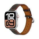 For Apple Watch 46mm / 49mm / 45mm / 44mm Classic Connector Buckle Slim Cow Real Leather Watch Band(Dark Brown) - 1