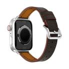 For Apple Watch 46mm / 49mm / 45mm / 44mm Classic Connector Buckle Slim Cow Real Leather Watch Band(Dark Brown) - 3