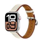 For Apple Watch 46mm / 49mm / 45mm / 44mm Classic Connector Buckle Slim Cow Real Leather Watch Band(Apricot) - 1