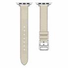 For Apple Watch 46mm / 49mm / 45mm / 44mm Classic Connector Buckle Slim Cow Real Leather Watch Band(Apricot) - 2