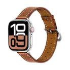 For Apple Watch 42mm / 41mm / 40mm / 38mm Classic Connector Buckle Slim Cow Real Leather Watch Band(Light Brown) - 1