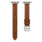 For Apple Watch 42mm / 41mm / 40mm / 38mm Classic Connector Buckle Slim Cow Real Leather Watch Band(Light Brown) - 2