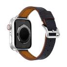 For Apple Watch 42mm / 41mm / 40mm / 38mm Classic Connector Buckle Slim Cow Real Leather Watch Band(Dark Blue) - 3