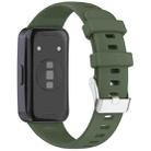 For Huawei Band 9 / 8 Silver Steel Buckle Soft Silicone Watch Band(Dark Green) - 2