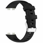 For Huawei Band 9 / 8 Silver Steel Buckle Soft Silicone Watch Band(Black) - 3