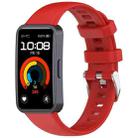 For Huawei Band 9 / 8 Silver Steel Buckle Soft Silicone Watch Band(Red) - 1