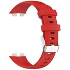 For Huawei Band 9 / 8 Silver Steel Buckle Soft Silicone Watch Band(Red) - 3