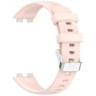 For Huawei Band 9 / 8 Silver Steel Buckle Soft Silicone Watch Band(Pink) - 3