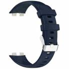 For Huawei Band 9 / 8 Silver Steel Buckle Soft Silicone Watch Band(Dark Blue) - 3