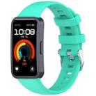 For Huawei Band 9 / 8 Silver Steel Buckle Soft Silicone Watch Band(Green) - 1