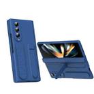 For Samsung Galaxy Z Fold4 Bazher Shell Film Integrated Holder Shockproof Phone Case(Blue) - 1