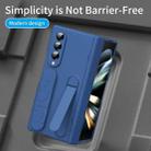 For Samsung Galaxy Z Fold4 Bazher Shell Film Integrated Holder Shockproof Phone Case(Blue) - 3