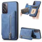 For OPPO Reno12 Pro Global Retro MagSafe Zipper Wallet Card Bag Back Phone Case(Blue) - 1