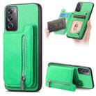 For OPPO Reno12 Pro Global Retro MagSafe Zipper Wallet Card Bag Back Phone Case(Green) - 1