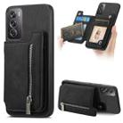 For OPPO Reno12 Global Retro MagSafe Zipper Wallet Card Bag Back Phone Case(Black) - 1