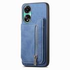 For OPPO A3 Pro Retro MagSafe Zipper Wallet Card Bag Back Phone Case(Blue) - 2