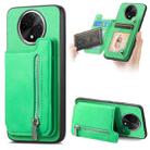 For OPPO A3 Pro Retro MagSafe Zipper Wallet Card Bag Back Phone Case(Green) - 1