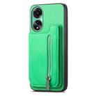 For OPPO A3 Pro Retro MagSafe Zipper Wallet Card Bag Back Phone Case(Green) - 2