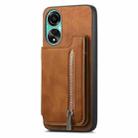 For OPPO A3 Pro Retro MagSafe Zipper Wallet Card Bag Back Phone Case(Brown) - 2