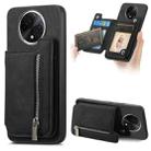 For OPPO A3 Pro Retro MagSafe Zipper Wallet Card Bag Back Phone Case(Black) - 1