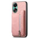 For OPPO Reno11 F Retro MagSafe Zipper Wallet Card Bag Back Phone Case(Pink) - 2