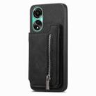 For OPPO Reno11 Global Retro MagSafe Zipper Wallet Card Bag Back Phone Case(Black) - 2