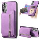 For OPPO Reno11 Pro 5G Global Retro MagSafe Zipper Wallet Card Bag Back Phone Case(Purple) - 1