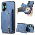 For OPPO A78 4G Retro MagSafe Zipper Wallet Card Bag Back Phone Case(Blue) - 1