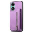 For OPPO Reno8 T / A1 Pro Retro MagSafe Zipper Wallet Card Bag Back Phone Case(Purple) - 2