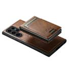 For Samsung Galaxy S23 5G Suteni H19 Oil Wax 2-in-1 MagSafe Removable Card Box Back Phone Case(Brown) - 2