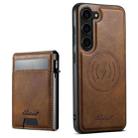 For Samsung Galaxy S22+ 5G Suteni H19 Oil Wax 2-in-1 MagSafe Removable Card Box Back Phone Case(Brown) - 1