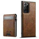 For Samsung Galaxy Note20 5G Suteni H19 Oil Wax 2-in-1 MagSafe Removable Card Box Back Phone Case(Brown) - 1