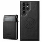 For Samsung Galaxy S25 Ultra 5G Suteni H19 Oil Wax 2-in-1 MagSafe Removable Card Box Back Phone Case(Black) - 1