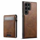 For Samsung Galaxy S25 Ultra 5G Suteni H19 Oil Wax 2-in-1 MagSafe Removable Card Box Back Phone Case(Brown) - 1