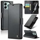 For Redmi Note 14 5G CaseMe 023 Butterfly Buckle Litchi Texture RFID Anti-theft Leather Phone Case(Black) - 1