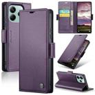 For Redmi Note 14 5G CaseMe 023 Butterfly Buckle Litchi Texture RFID Anti-theft Leather Phone Case(Purple) - 1
