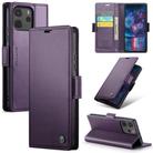 For Redmi Note 14 4G 164.84mm CaseMe 023 Butterfly Buckle Litchi Texture RFID Anti-theft Leather Phone Case(Purple) - 1