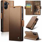 For Xiaomi Poco X7 Pro CaseMe 023 Butterfly Buckle Litchi Texture RFID Anti-theft Leather Phone Case(Brown) - 1
