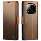 For Redmi Note 14 Pro 4G CaseMe 023 Butterfly Buckle Litchi Texture RFID Anti-theft Leather Phone Case(Brown) - 1