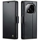 For Redmi Note 14 Pro 4G CaseMe 023 Butterfly Buckle Litchi Texture RFID Anti-theft Leather Phone Case(Black) - 1