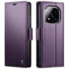 For Redmi Note 14 Pro 4G CaseMe 023 Butterfly Buckle Litchi Texture RFID Anti-theft Leather Phone Case(Purple) - 1