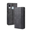 Magnetic Buckle Retro Crazy Horse Texture Horizontal Flip Leather Case for Galaxy A20e, with Holder & Card Slots & Photo Frame(Black) - 1